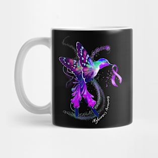 Hummingbird Holding Purple Ribbon Alzheimer's Awareness Mug